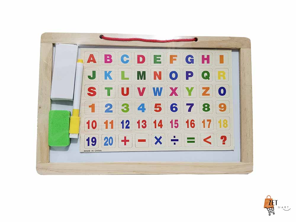 Wooden Educational 2 in 1 Double Sided Magnetic Drawing Board for Kids